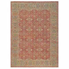 10' x 13'9" Red Hand Knotted Antiqued Oushak Design Wool Oriental Rug R90960