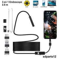 Caméra Endoscopique LED Étanche Inspection Câble Flexible 2.5m USB-C Android PC