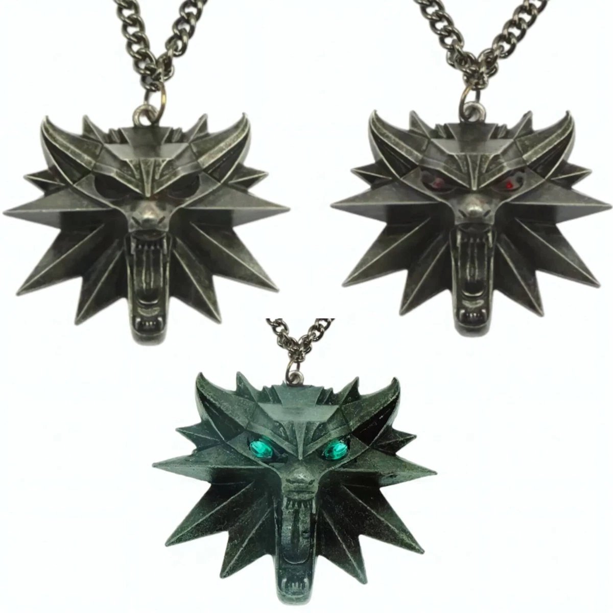 The Witcher Wild Hunt Necklace Geralt Medallion Pendant Wolf Head