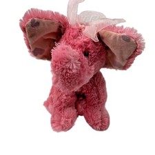 Russ Fannie Pink Elephant Plush Stuffed Animal 10" Heart Print Ears Fuzzy Fluffy