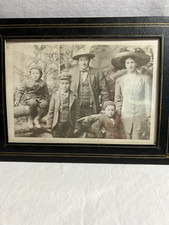 Antique 1800s Cabinet Card Photo Family Father Mother Children Wearing Hats