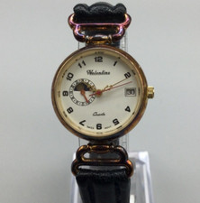 Vtg Valentine Moon Phase Watch Women 28mm Date Leather Band New Battery