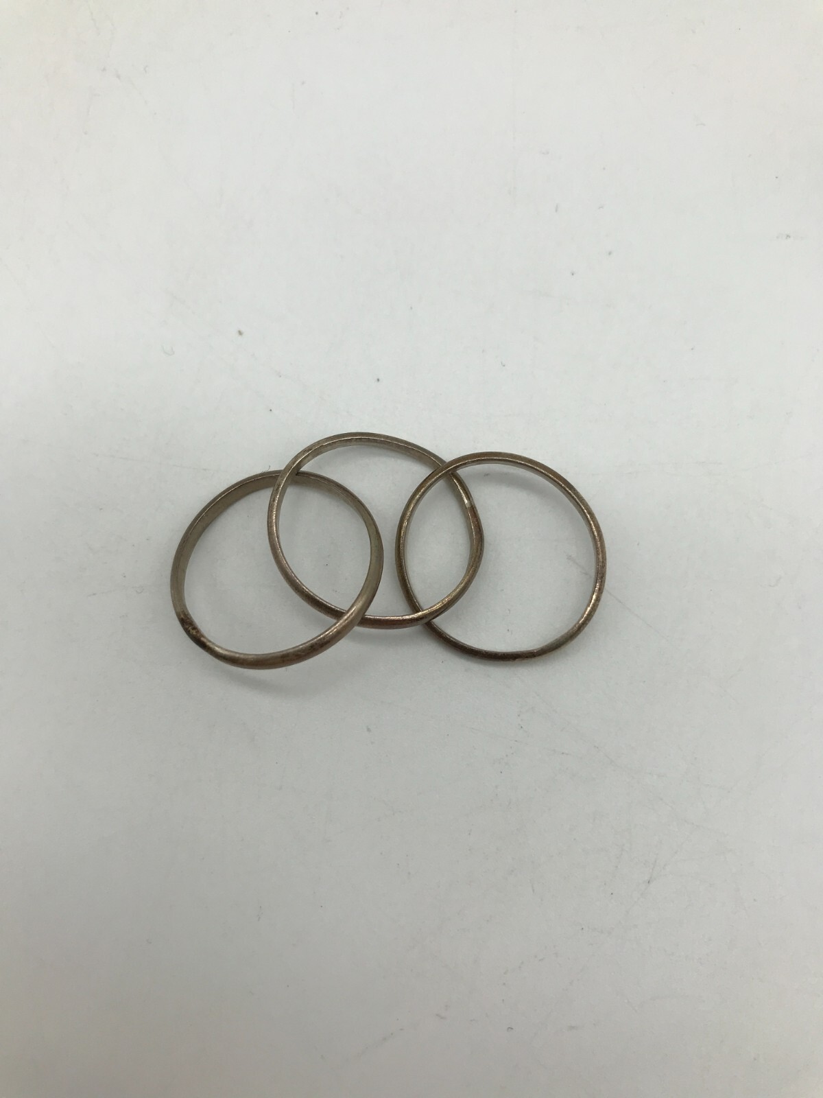 Triple Band Interlocking Ring Set Silver Tone Siz… - image 4