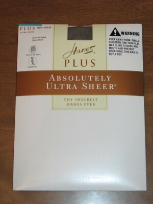 850B4 Hanes OOP29 Absolutely Ultra Sheer Pantyhose Plus Petite Barely Black