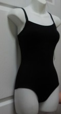 Capezio Black Camisole Leotard ladies Sze Cotton spandex w/ Bratek NWT/Defect