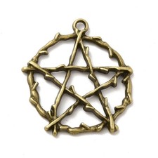 Pentagram Charms Antique Bronze Twig Branch Style Pentacle 28mm x
