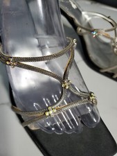 Anne Klein Elegance Silver Hardware 3" Heels Pump Block Slip On Sandal 6.5M