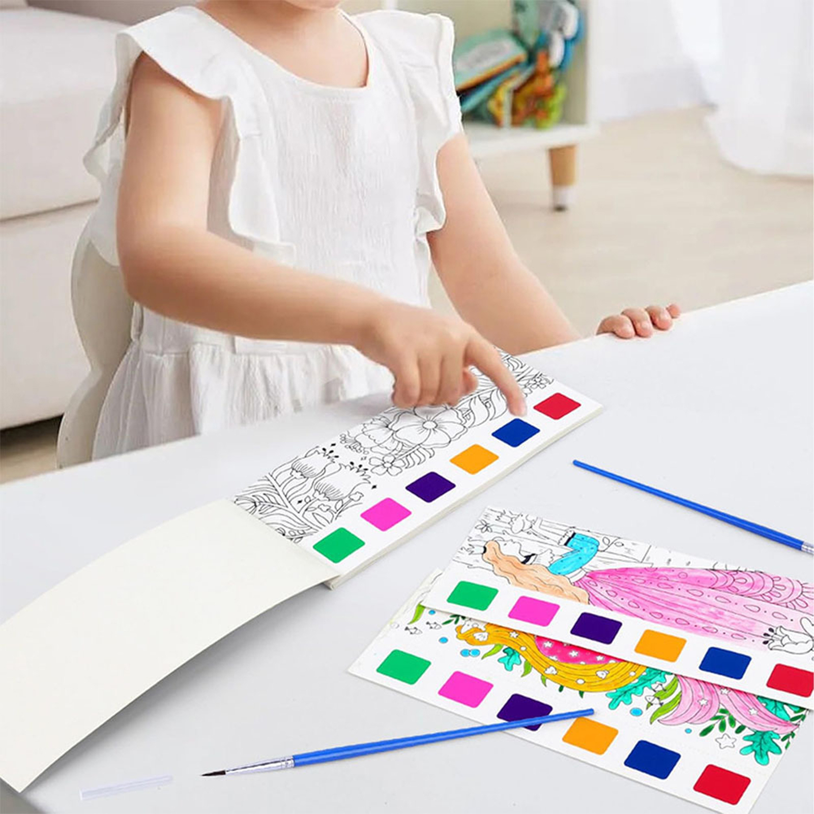 Beginner Watercolor Set Sketchbook for Artists Mini Paint Pad with Brush Travel