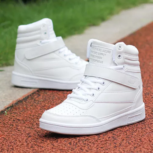 Mode Damen Sneakers Hidden Wedge Keilabsatz High Top Schnürung Schuhe DE 35-40- - Bild 6 von 17
