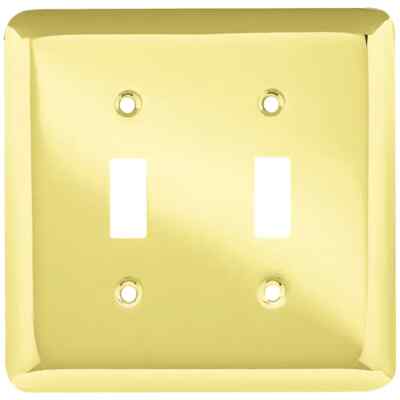 STYLE SELECTIONS BRASS Stamped Round Double Toggle Wall Plate # 183706