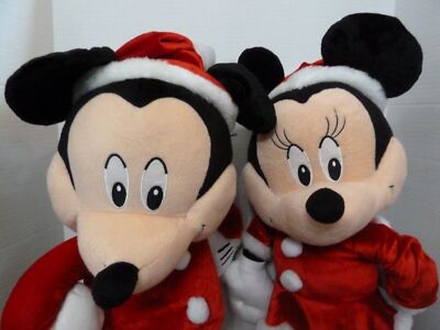 Vintage Mickey Minnie Christmas Mr / Mrs Santa Jumbo Large Plush