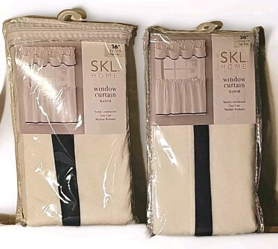 2 Quantity ~ SKL Home by Saturday Knight  Manor Tier Curtain Pair White / Navy