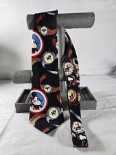 Disney Works Balancine Neck Tie Men's Black Mickey Mouse Watch Print 100% Silk