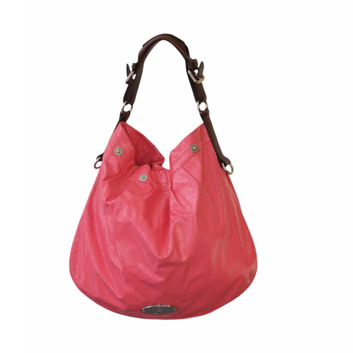 Mulberry Mitzy Pink Crackled Patent Leather Hobo studded Shoulder
