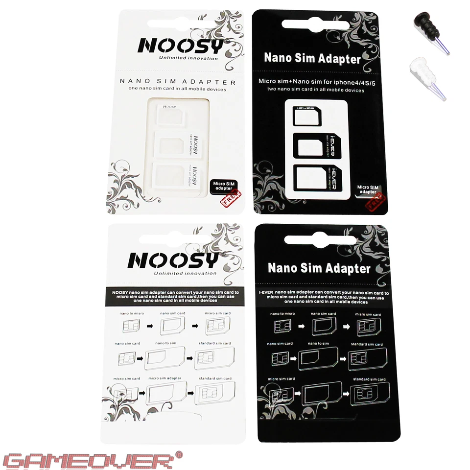 🔴 2x Nano Micro SIM Standard SIM Adapter Halter ✅ Handy Karte Smartphone Tablet - Bild 1 von 1