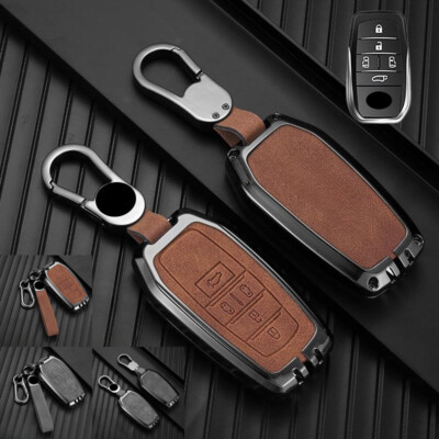 Zinc Alloy Leather Car Key Case Cover For Toyota Alphard Vellfire 30 2016-2018