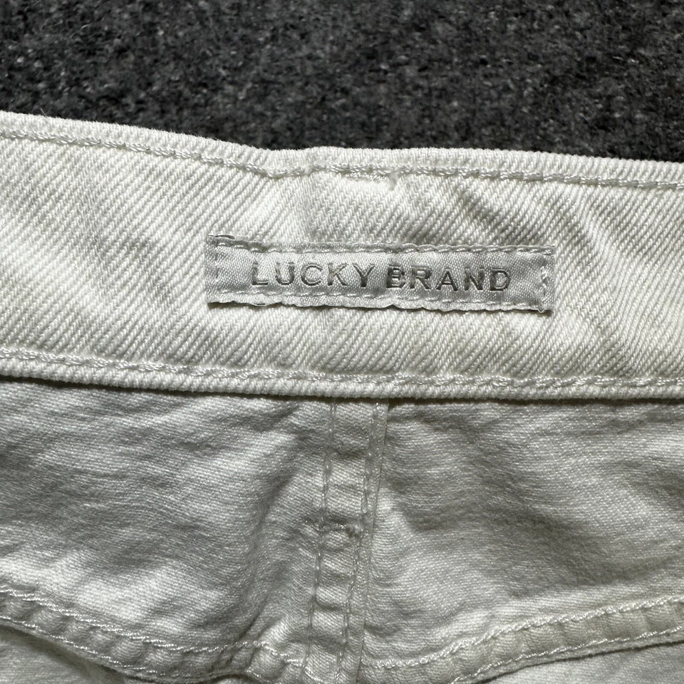 Lucky Brand women's Size 4/27 White Flat Front Raw Hem Denim Short Mini Skirt - Image 3 of 4