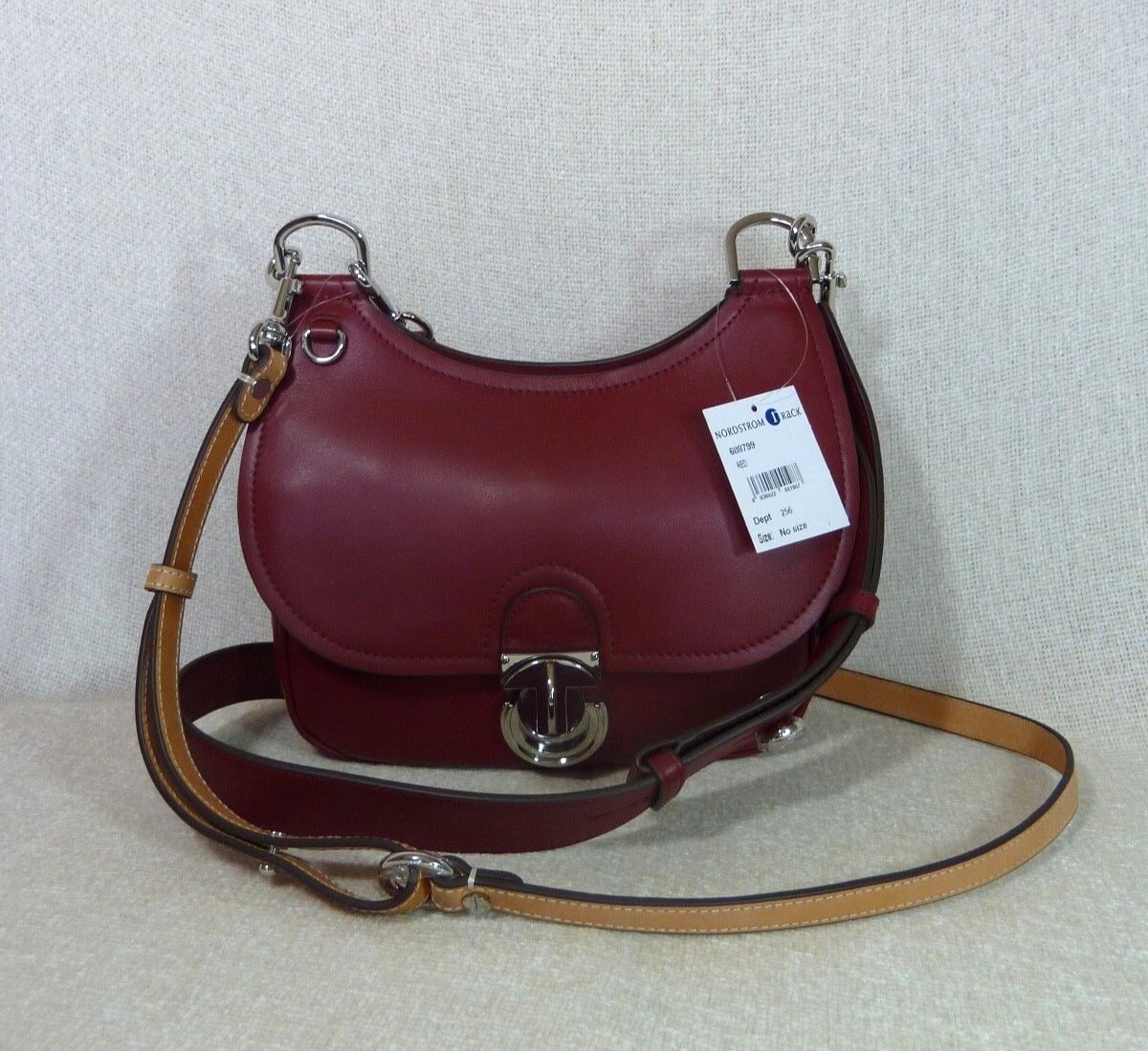 NEW Tory Burch James Berry Red Small Saddle Bag/Shoulder Bag