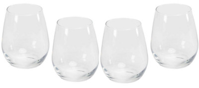 4 Stemless Chardonnay Wine Beverage Glasses Clear 11 ounce Teardrop Shape