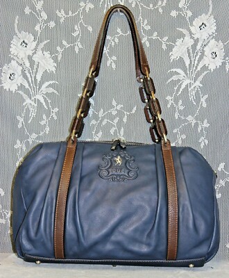 TENTAZIONE DUE ,Itay, Blue  Leather Satchel,Handbag,Shoulder Bag, Purse -NWOT