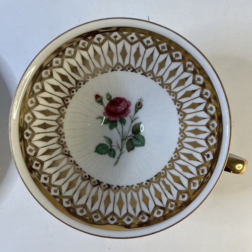 Winterling Marktleuthen Bavaria Footed Tea Cup and Saucer Gold Set Rose MCM - Picture 11 of 12