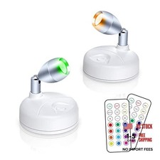 Small Spotlight Battery Operated Accent Light with Remote, RGB LED 2pcs