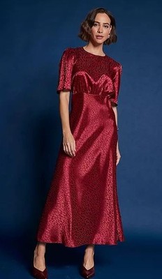 Freemans 365 Animal Print Tee-Kleid Bordeaux Rot UK 12 (fm268-14)