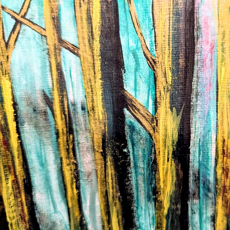 Trees Original Contemporary Painting of Trees on Paper 4.5x4.5"  Acrylic OOAK