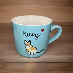 NEW Opal House Kitty Calico Cat Ceramic Coffee Mug Cup Blue Teal Stoneware
