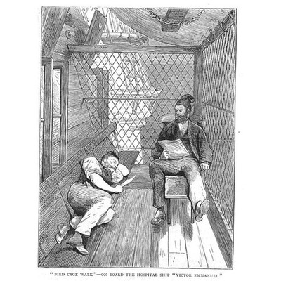 ASHANTI WAR On Board the Hospital Ship Victor Emmanuel - Antique Print 1874