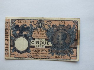 REGNO D'ITALIA VITT.EMANUELE III 5 LIRE VITTORIO EMANUELE II 1911 RARO 2