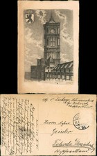 Central Berlin Red Town Hall, Heraldry Pen Drawing Artist Card 1912