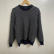 Vintage Saint James Matelot Striped Wool Nautical Sweater Navy White