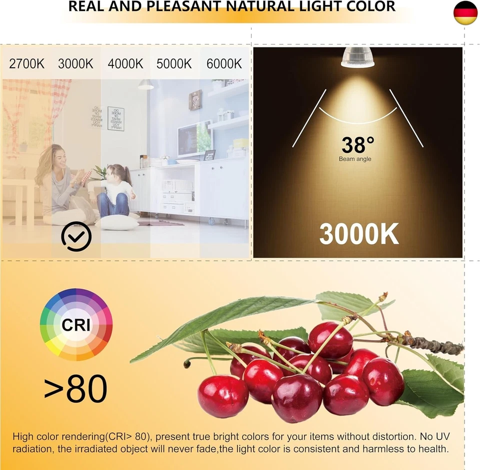 EACLL Mini GU10 LED Warmweiss 4.5 Watt Ersetzt 40W Halogen Leuchtmittel, - Bild 3 von 4