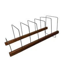 VTG Primitive Dish Plate Rack Folds to Flat Wood Wire