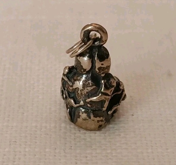 Vintage Silver Buddha Charm Happy Jolly .800 Purity Patina READ View 3