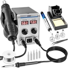 8586D 2 In 1 Soldering Station, SMD Hot Air Rework Station LED Dual Digital Disp