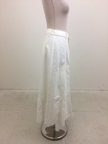 M&S Women's Skirt Size 16 Short Ecru Denim Pockets Godet Maxi Used F1 - Picture 5 of 12
