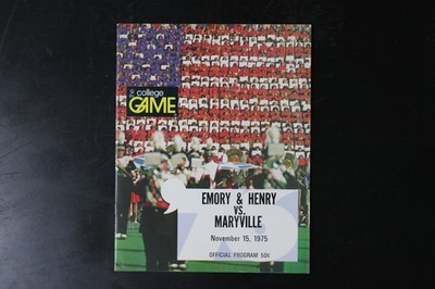 College Game November 15 1975 Emory & Henry Maryville Football Program