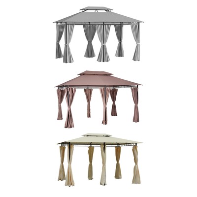 Outsunny Pavillon Gartenpavillon Partyzelt Gartenzelt Doppeldach 3x4 m