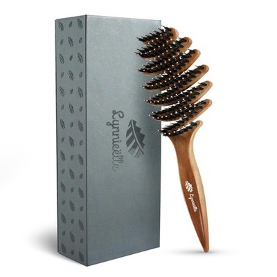 Boar Bristle Hair Brush for Fine Hair - Ultimate Smoothing Vented Detangler W...