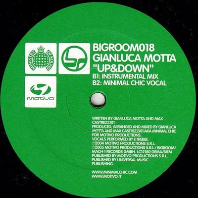 Gianluca Motta Up & Down Vinyl Single 12inch Bigroom Records