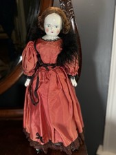 16  Antique 1850s German Bald Head Biedermeier China Head Doll