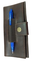Premium Leather Checkbook Cover with Pen Holder -RFID Blocking, Classic Brown