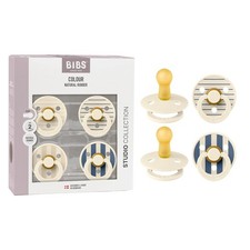 BIBS Studio Pacifier 4Pack, BPA Free Pacifiers, Round Nipple. Natural Rubber ...