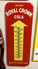 Vintage Drink Royal Crown Cola Red 25×10" Metal Wall Thermometer