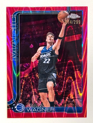 2025-26 Chrome Franz Wagner Orlando Magic #39 Serial Numbered Red RayWave 74/299
