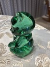 Fenton Sitting Glass Teddy Bear Sea Mist Green Opalescent Marked Fenton 3.75” H — photo 3