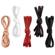 5 Colors Leather Cord 8mm Flat Genuine Leather Strings, 5m Natural Leather