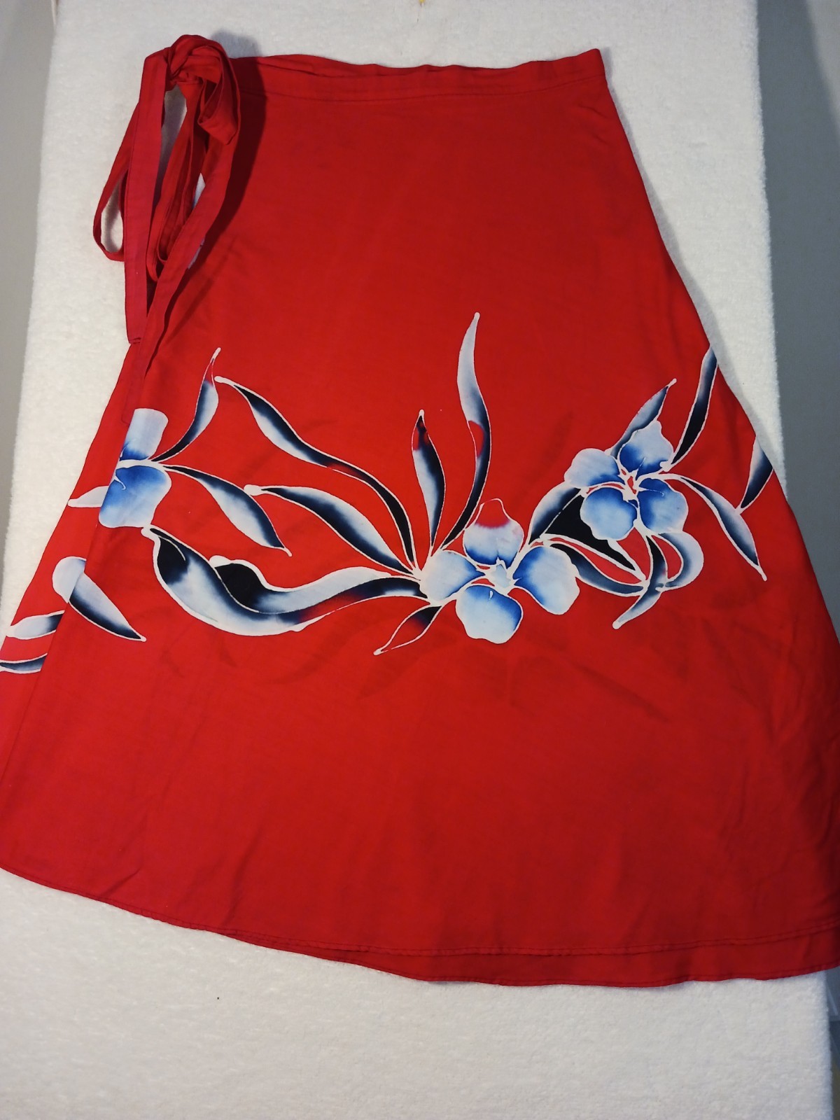 Women's Skirt Red  Floral Wrap Beach Summer Maxi Cotton Size M